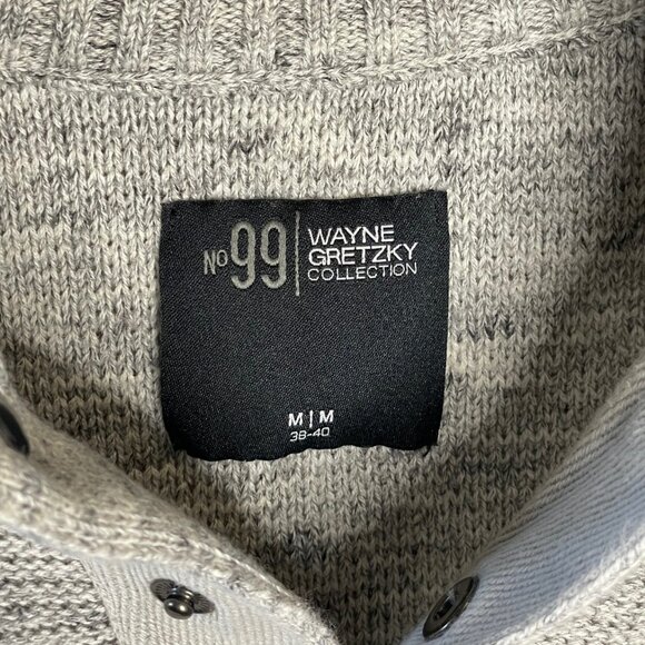 Wayne Gretzky Collection Long Sleeve Partial Button-Up Light Gray Knit Sweater - Picture 9 of 12